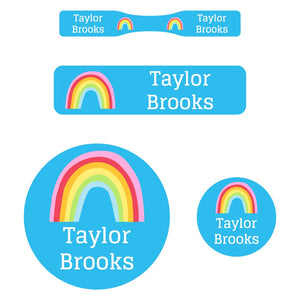 baby labels pack rainbows sky blue