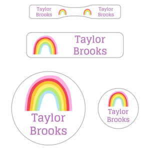 baby labels pack rainbows white lavender