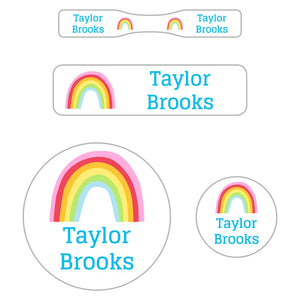 baby labels pack rainbows white sky blue