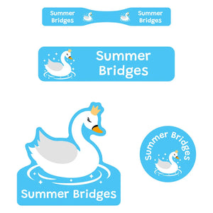 baby labels pack swan bright blue