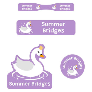baby labels pack swan lavender