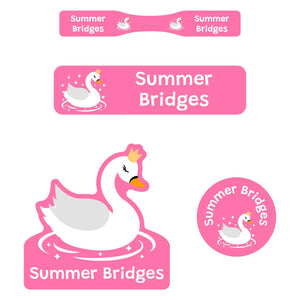 baby labels pack swan pink