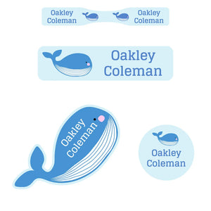 whale blue baby labels pack