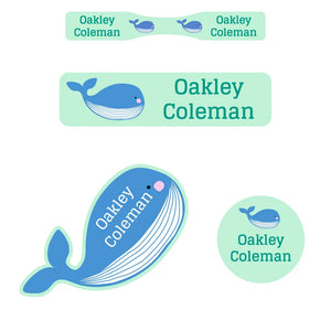 whale green baby labels pack