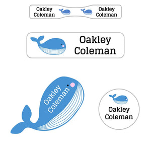 whale white baby labels pack
