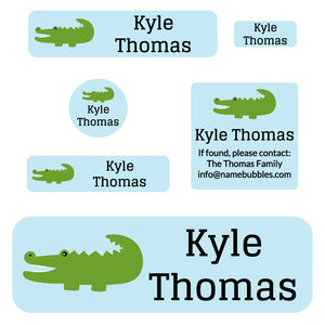 school labels pack allligator light blue