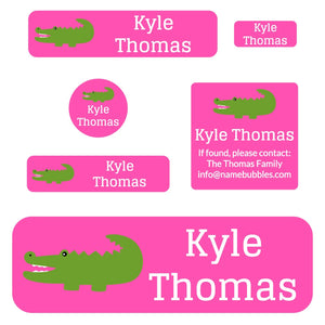 school labels pack allligator pink