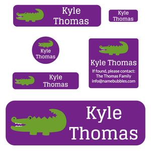 school labels pack allligator purple