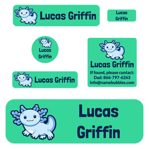school labels pack axolotl green