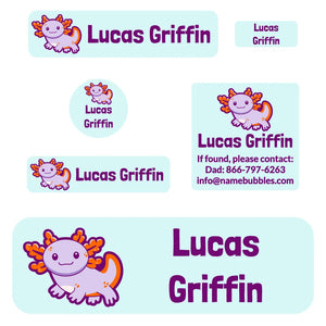 school labels pack axolotl light blue
