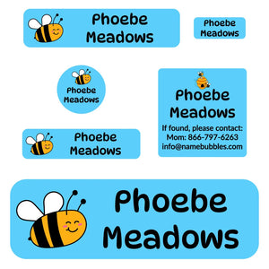 school labels pack for kids bee blue