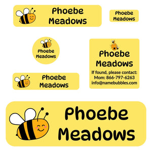 school labels pack for kids bee yellow