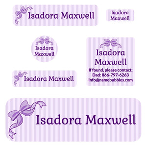 school labels pack bow purple