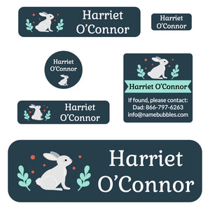 school labels pack bunny navy