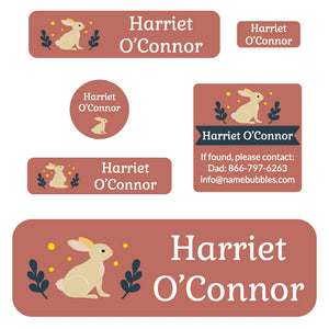 school labels pack bunny terracotta