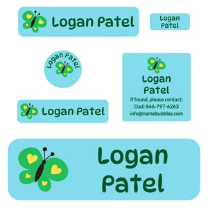 school labels pack butterfly blue