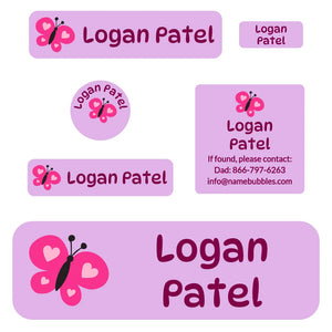 school labels pack butterfly purple