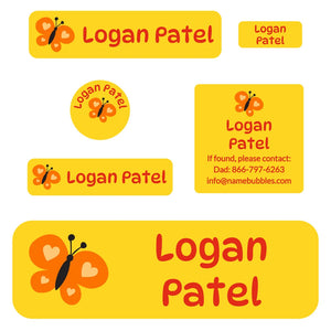 school labels pack butterfly yellow