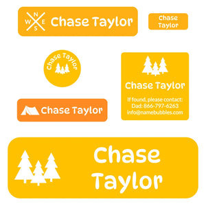 school labels pack campsite sunrise