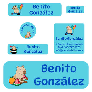 school labels pack capybara blue
