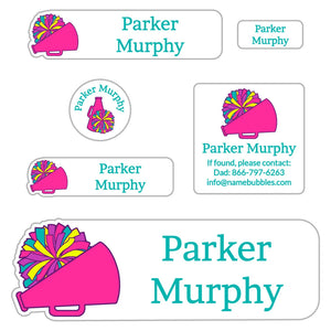 cheer cheer power pink school labels pack