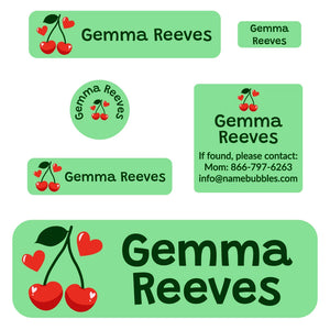school labels pack cherries solid green