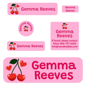 school labels pack cherries solid pink