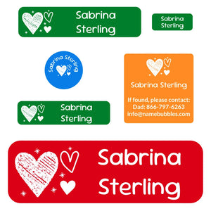 school labels pack doodle hearts elementary