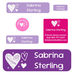 school labels pack doodle hearts fairy princess