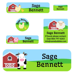 farm animals school labels pack