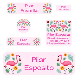 flamingo light pink school labels pack