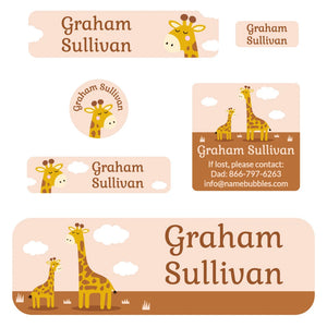 school labels pack giraffe eucalyptus tan