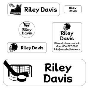 school labels pack hockey black white