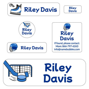 school labels pack hockey blue