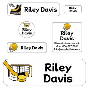 school labels pack hockey gold