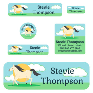 horse sunrise stallion school labels pack