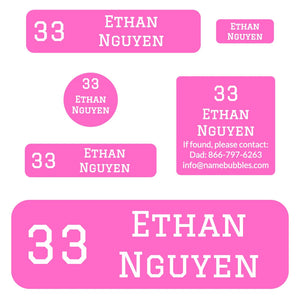 kids name labels for school supplies in jersey bright pink