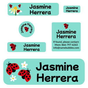 school labels pack ladybug pastel green