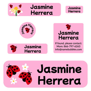 school labels pack ladybug pink