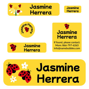 school labels pack ladybug yellow
