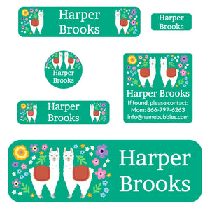 school labels pack llama green