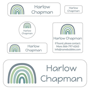 school labels pack neutral rainbow coastal mist