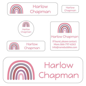 school labels pack neutral rainbow rosy glow