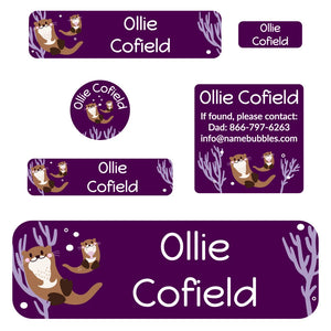 school labels pack otter dark purple