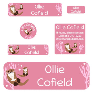school labels pack otter muted blue