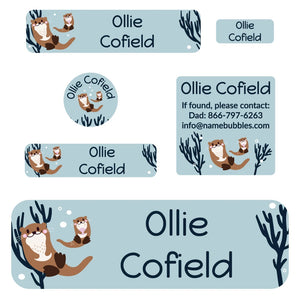 school labels pack otter powder blue