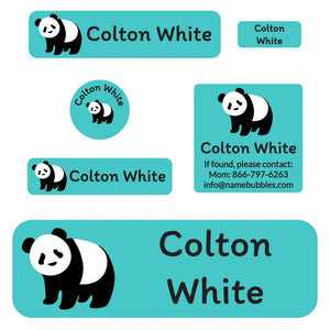 school labels pack panda aqua