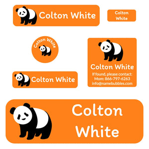 school labels pack panda orange