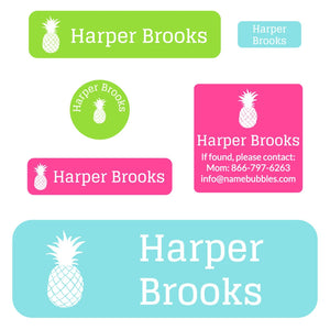 pineapple white school labels pack