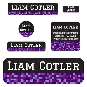school labels pack pixels purple